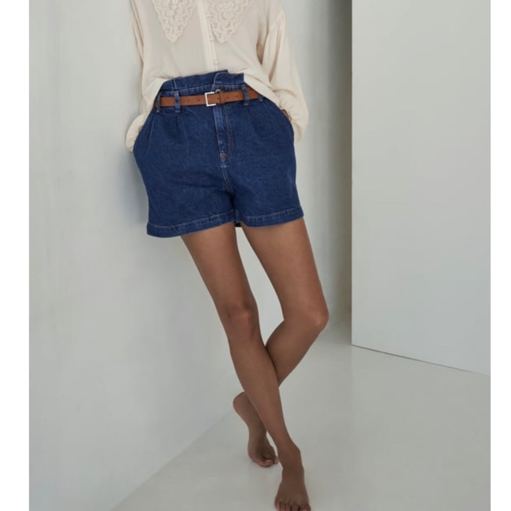 Belted baggy denim shorts - sz 26/2